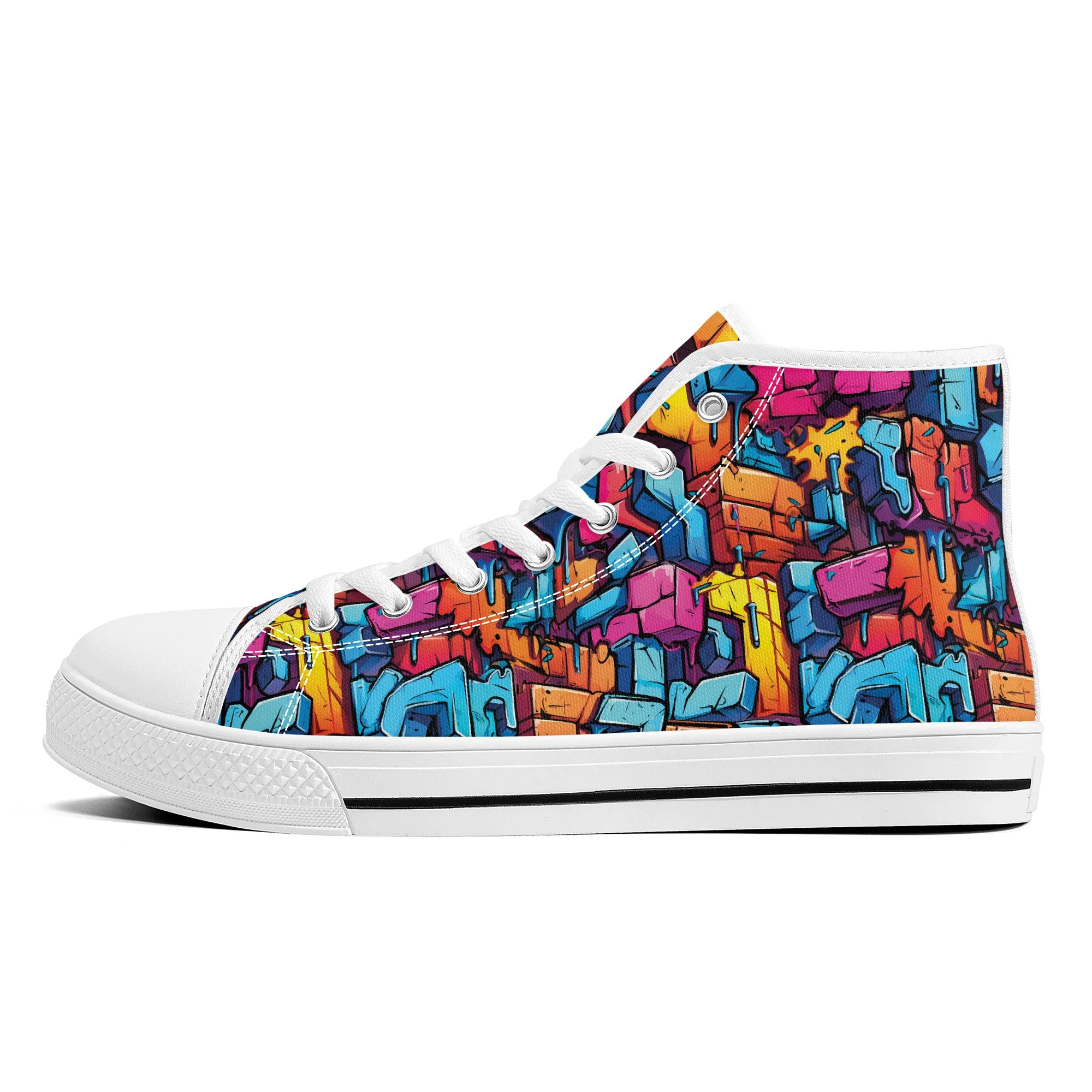 3D Abstract Street Graffiti Converse Style High Tops