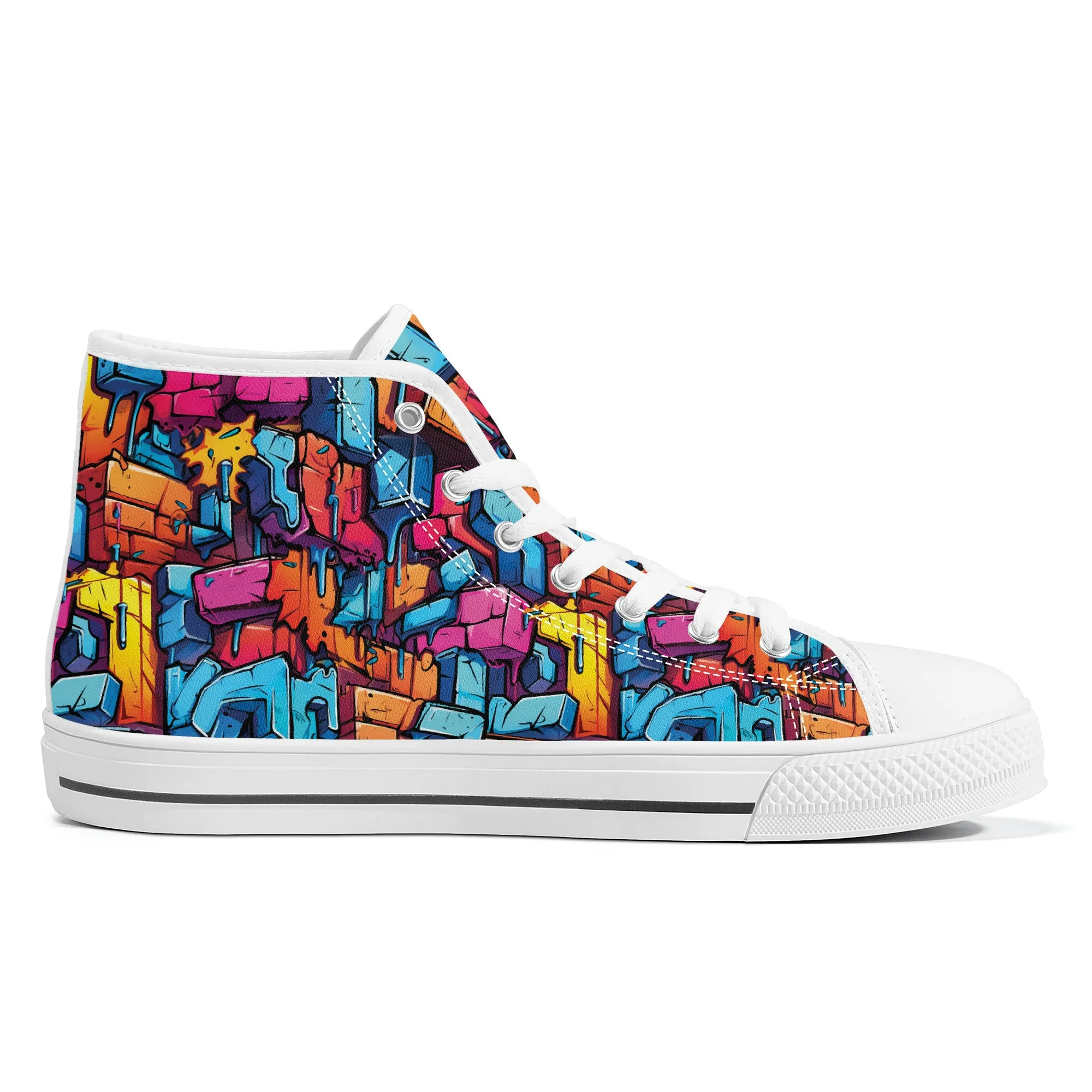 3D Abstract Street Graffiti Converse Style High Tops