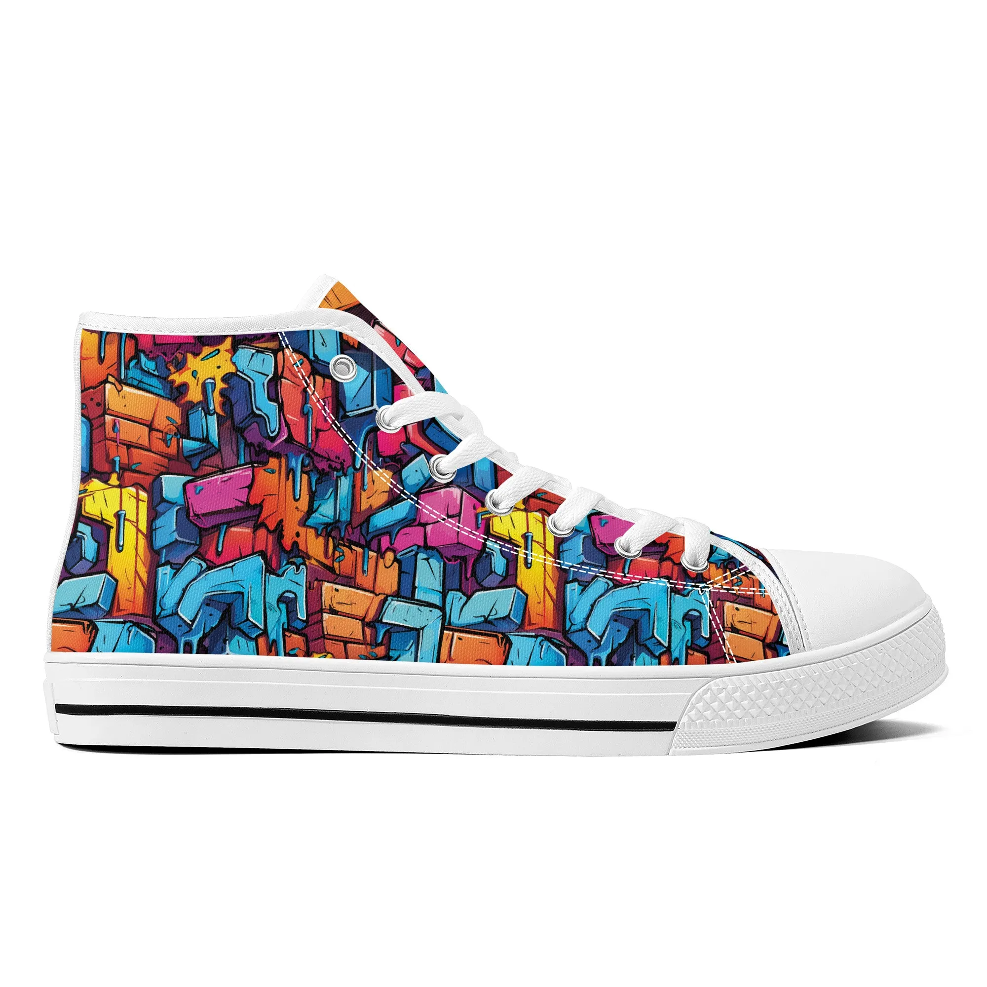 3D Abstract Street Graffiti Converse Style High Tops