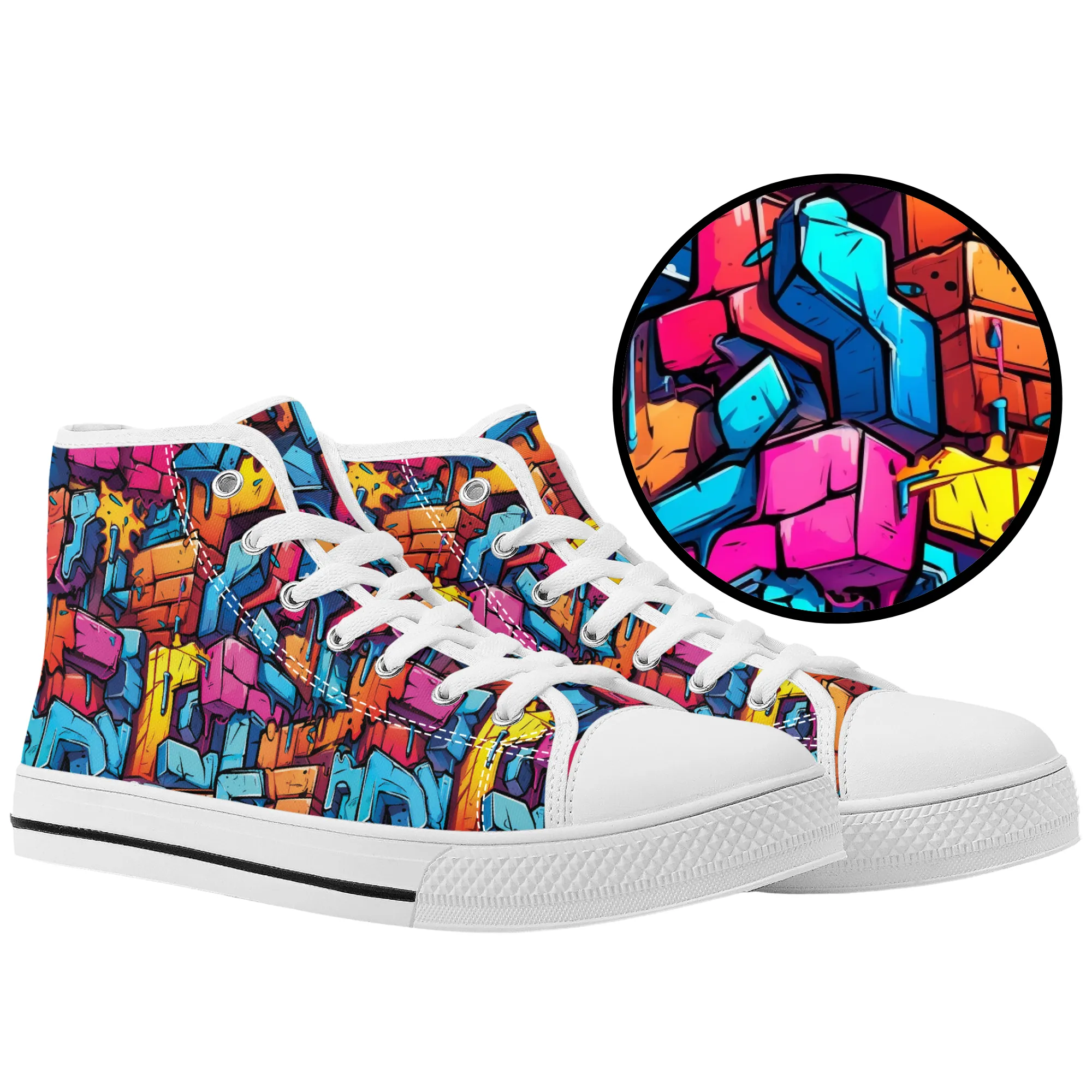 3D Abstract Street Graffiti Converse Style High Tops
