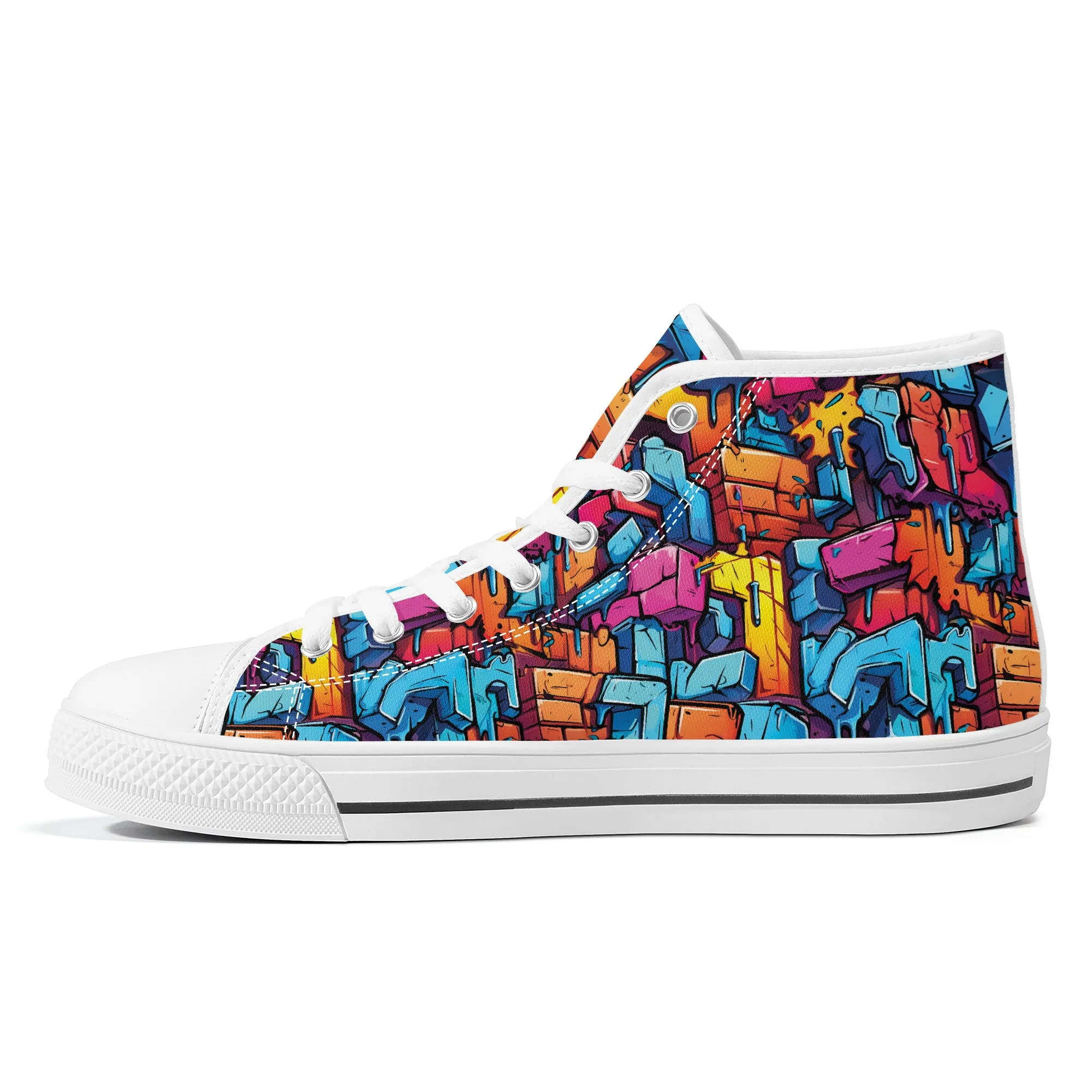 3D Abstract Street Graffiti Converse Style High Tops