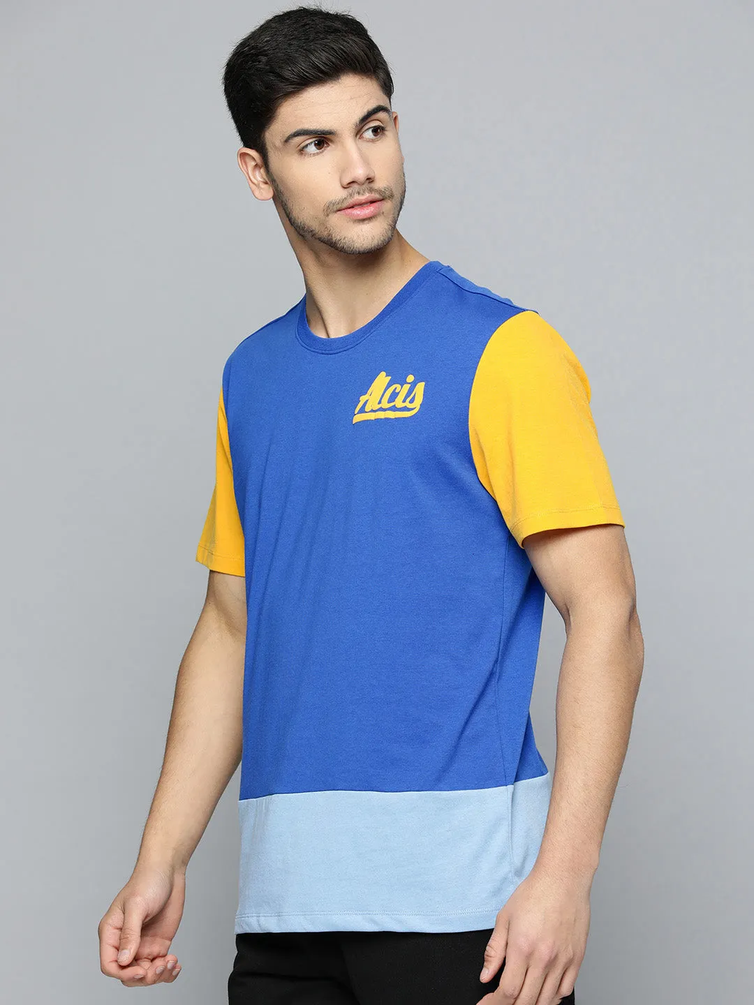 Alcis Men Colourblocked Anti Static Slim Fit T-shirt