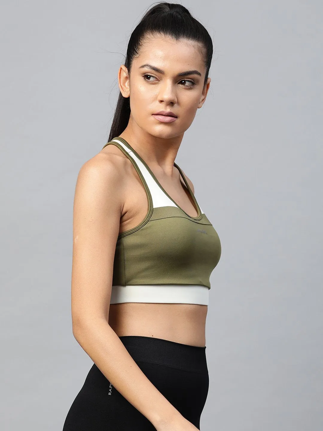 Alcis Women Olive Green Full Coverage Lightly Padded Workout Bra