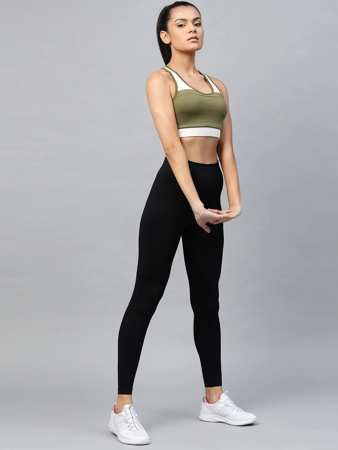 Alcis Women Olive Green Full Coverage Lightly Padded Workout Bra