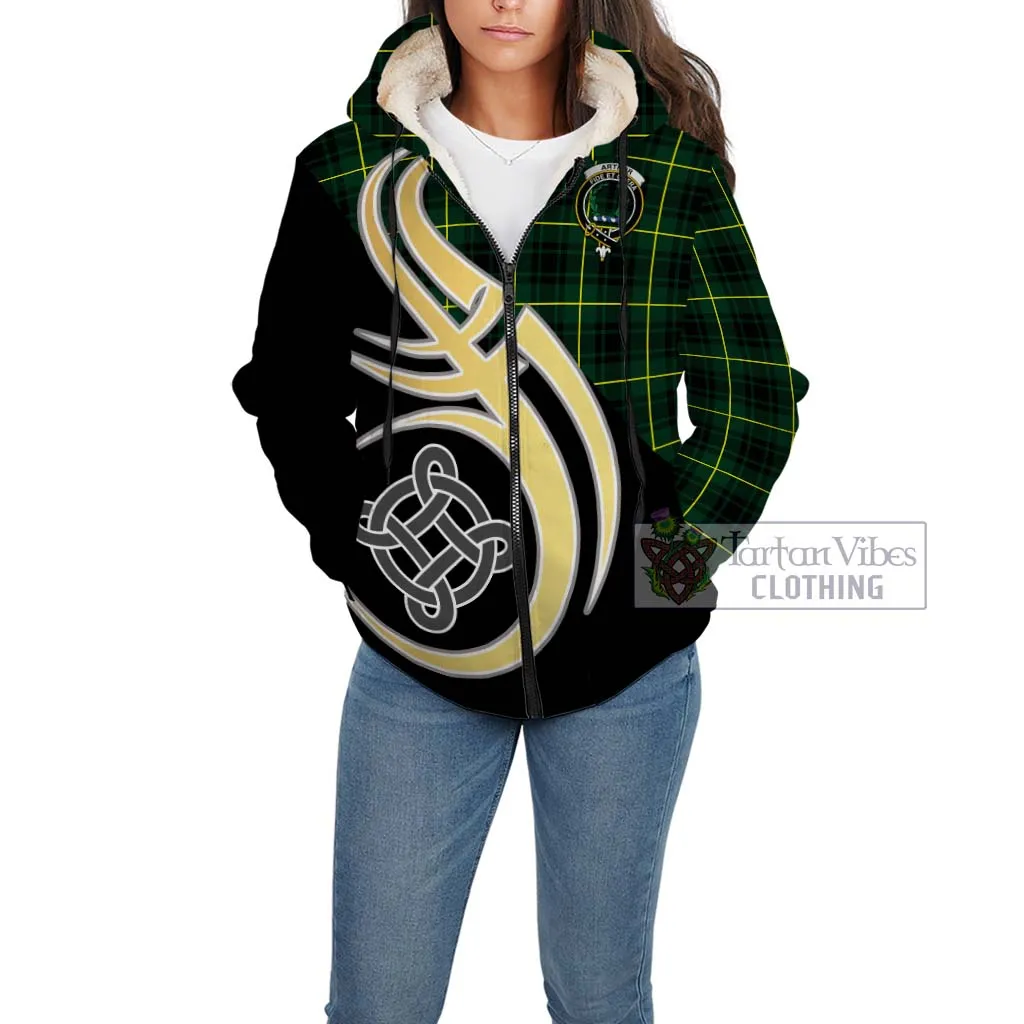 Arthur Modern Tartan Sherpa Hoodie with Family Crest and Celtic Symbol Style