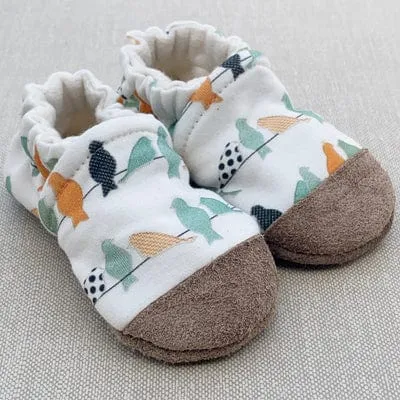 Birds on a Line Organic Baby Slippers