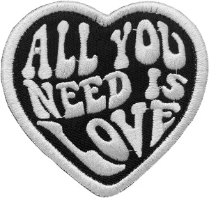Black All You Need Is Love Iron on Sew on Funny Patch for Kids,Teens, Adult Clothes Jacket Jeans T-Shirts Pants Shoes Dog Harness- Dia.3.15 Inch