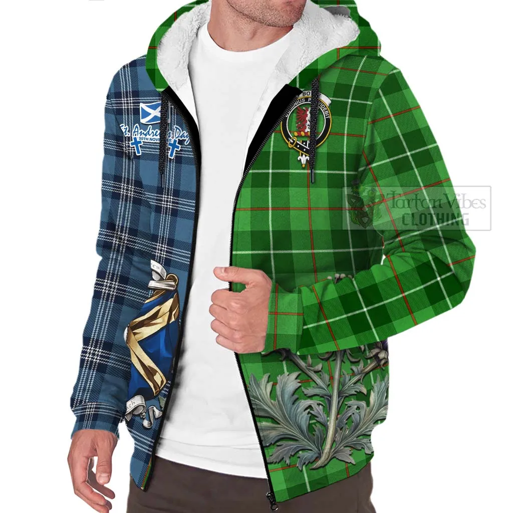 Boyle Tartan Sherpa Hoodie Happy St. Andrew's Day Half Tartan Style