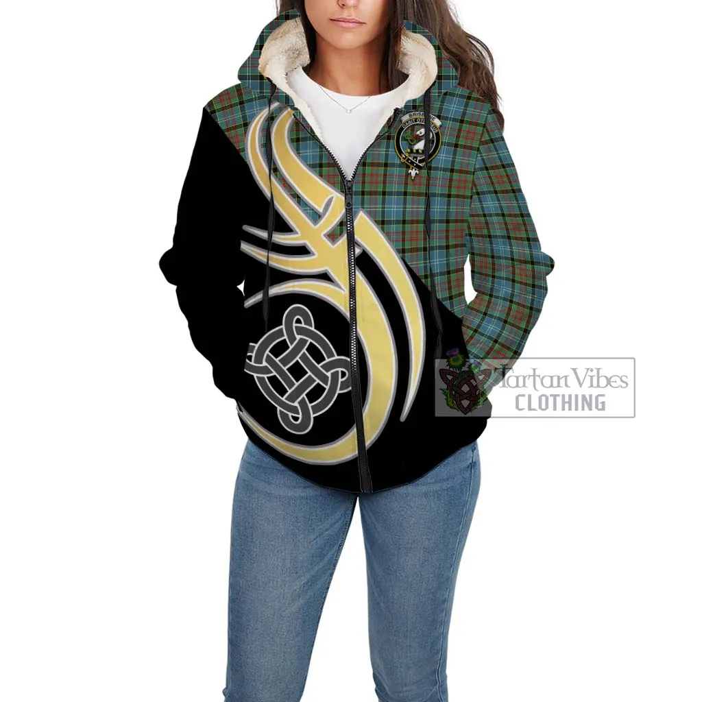 Brisbane Tartan Sherpa Hoodie with Family Crest and Celtic Symbol Style
