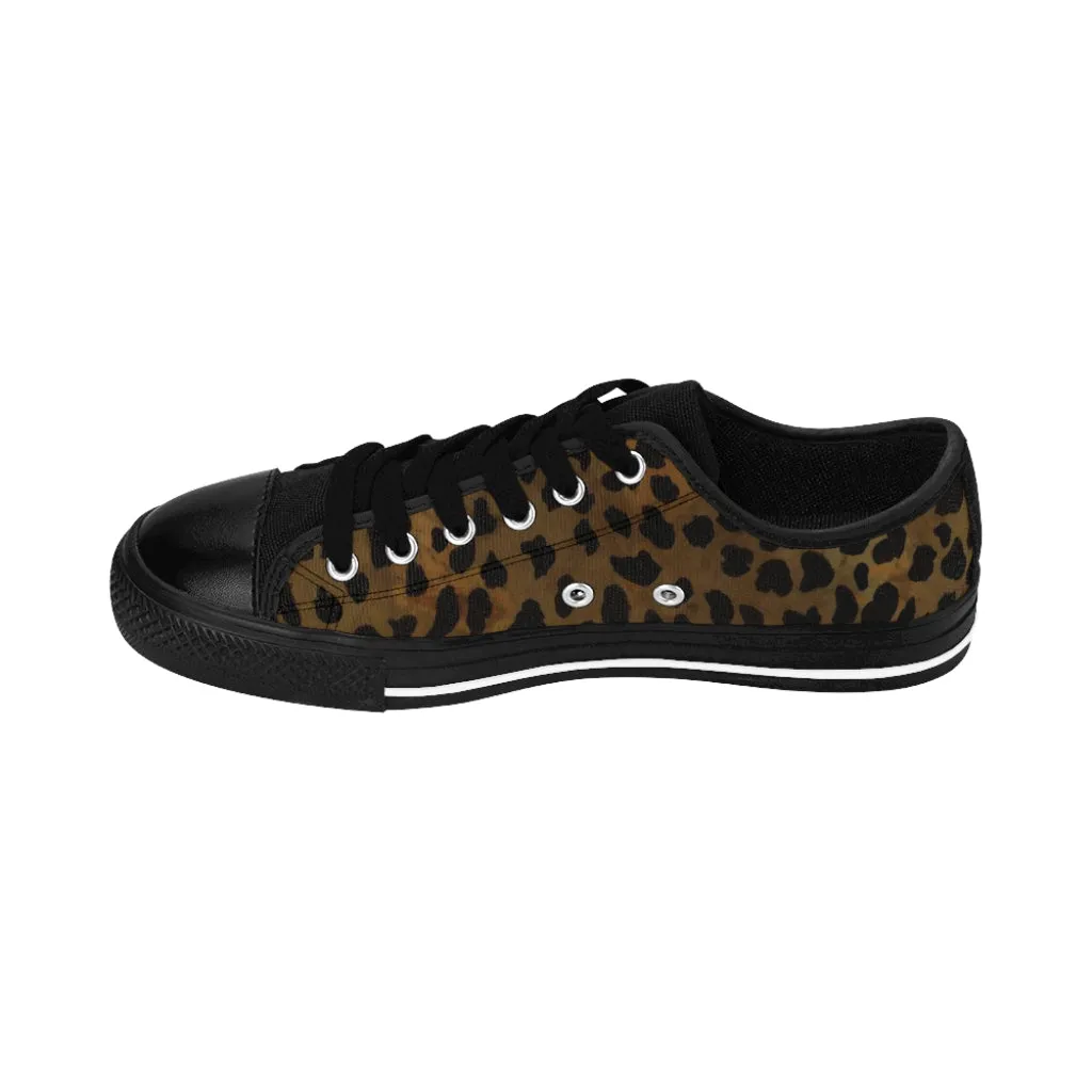 Brown Cheetah Print Women's Sneakers, Animal Print Best Tennis Casual Shoes For Women (US Size: 6-12)