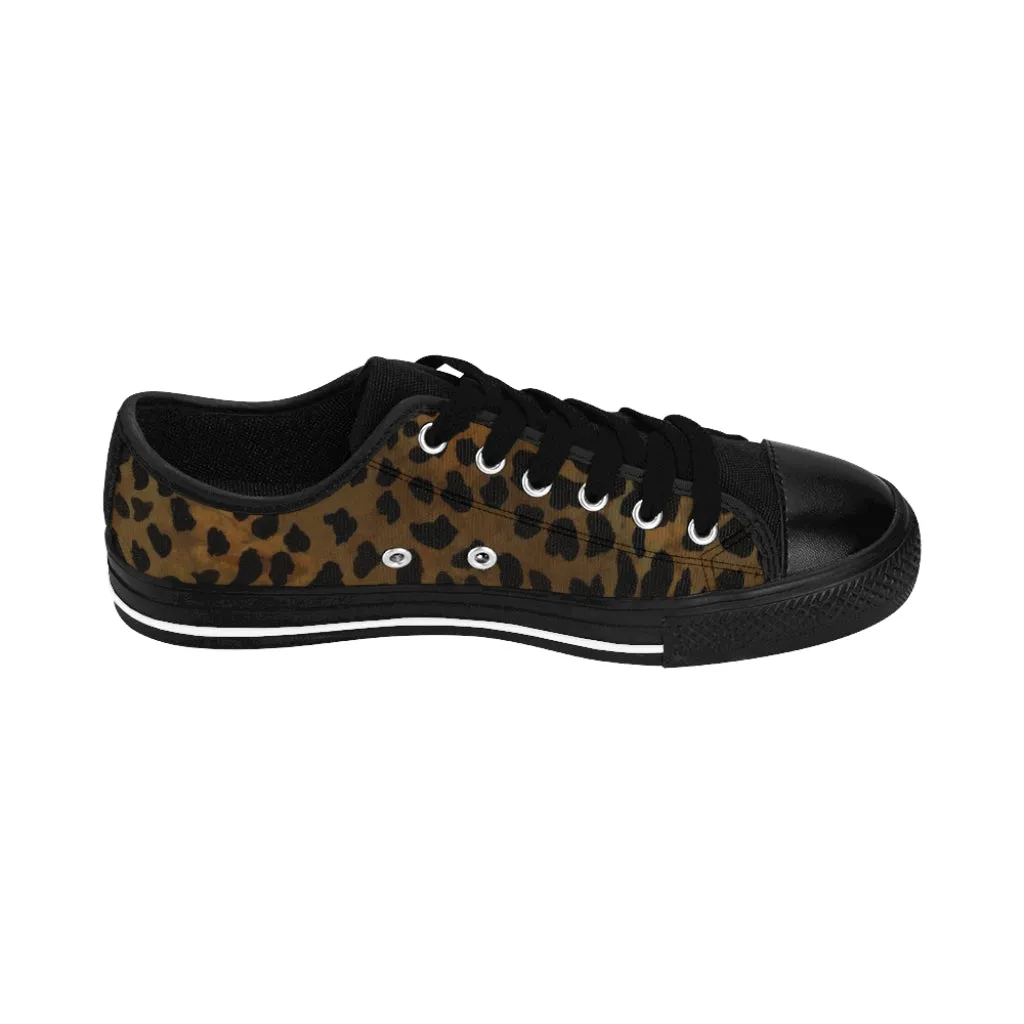Brown Cheetah Print Women's Sneakers, Animal Print Best Tennis Casual Shoes For Women (US Size: 6-12)