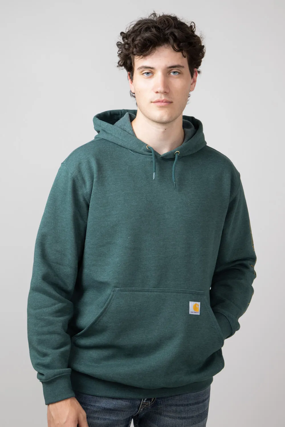 Carhartt Loose Midweight Logo Sleeve Graphic Sweatshirt for Men in Frosted Balsam Heath | K288-GIO-BALSAM