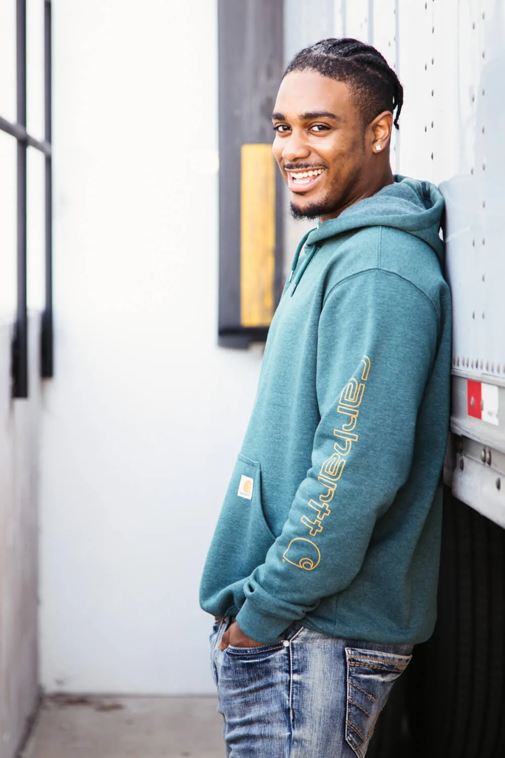 Carhartt Loose Midweight Logo Sleeve Graphic Sweatshirt for Men in Frosted Balsam Heath | K288-GIO-BALSAM