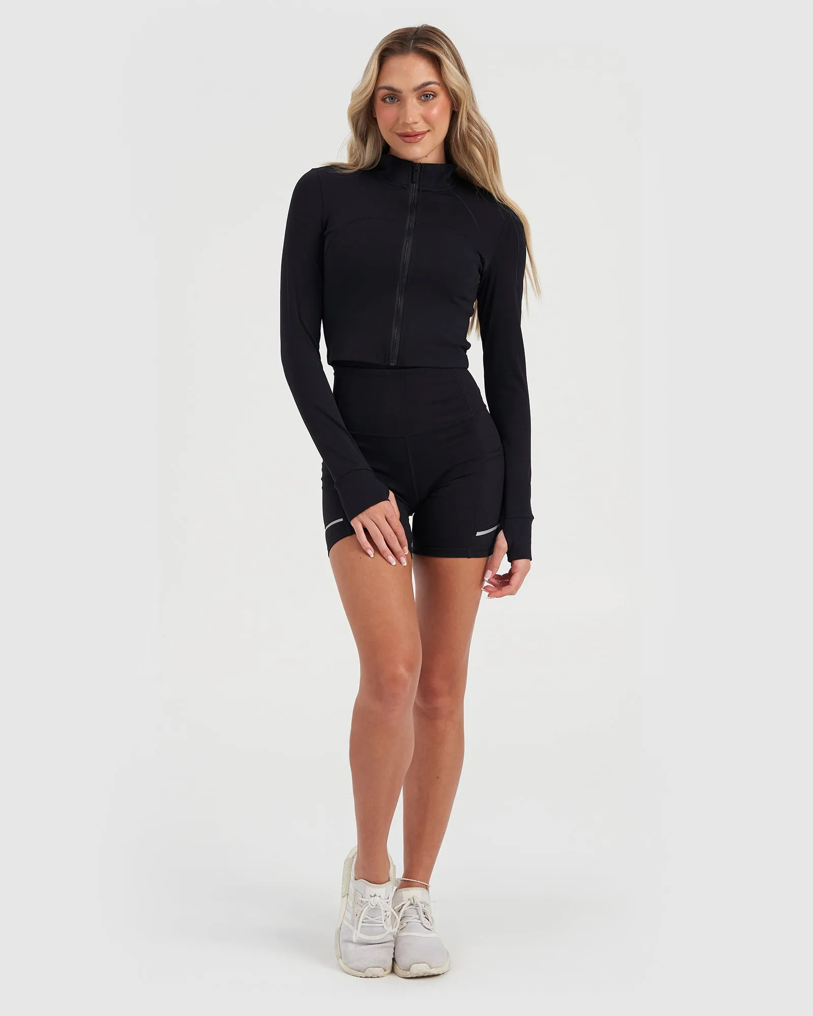 Core Trainer Crop Zip Jacket Black
