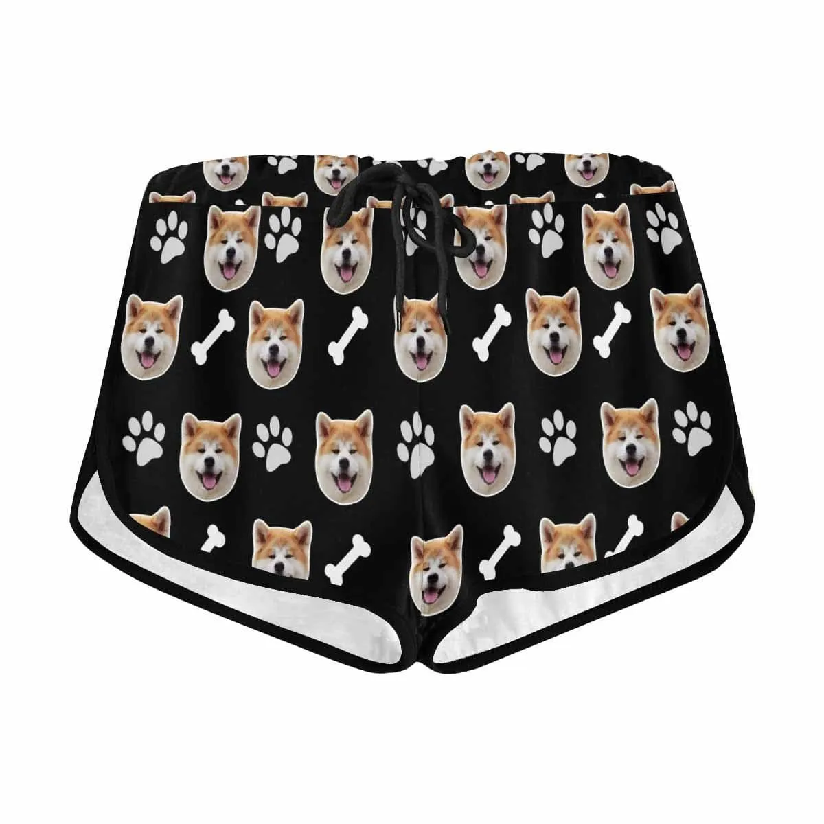 Custom Face Pet Dog Bones Paw Beach Board Shorts Swim Trunks Personalized Women's Casual Yoga Shorts