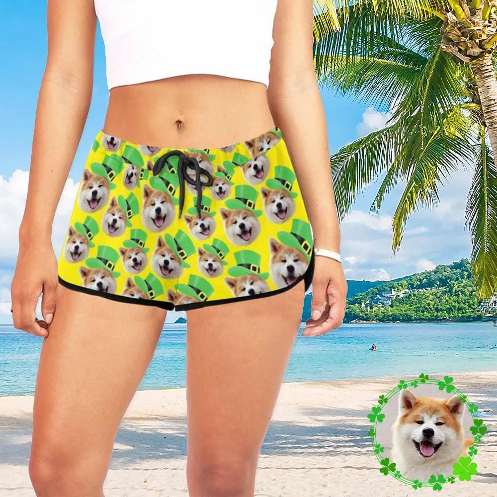 Custom Face Pet Dog Hat Beach Board Shorts Swim Trunks Personalized Women's Casual Yoga Shorts