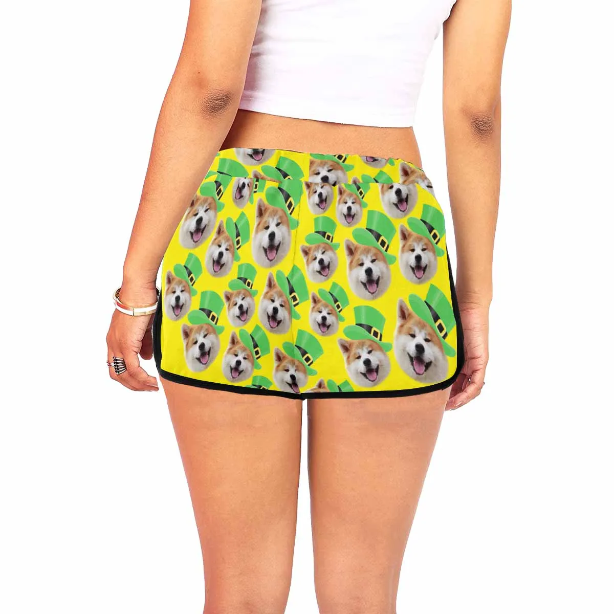 Custom Face Pet Dog Hat Beach Board Shorts Swim Trunks Personalized Women's Casual Yoga Shorts