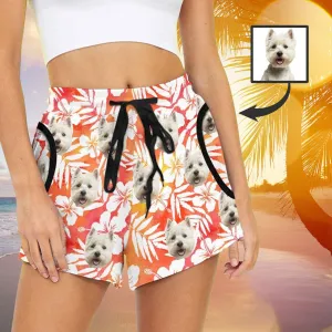 Custom Face Pet Print Mid-Length Board Shorts Swim Trunks for Her Create Your Own Personalized Shorts
