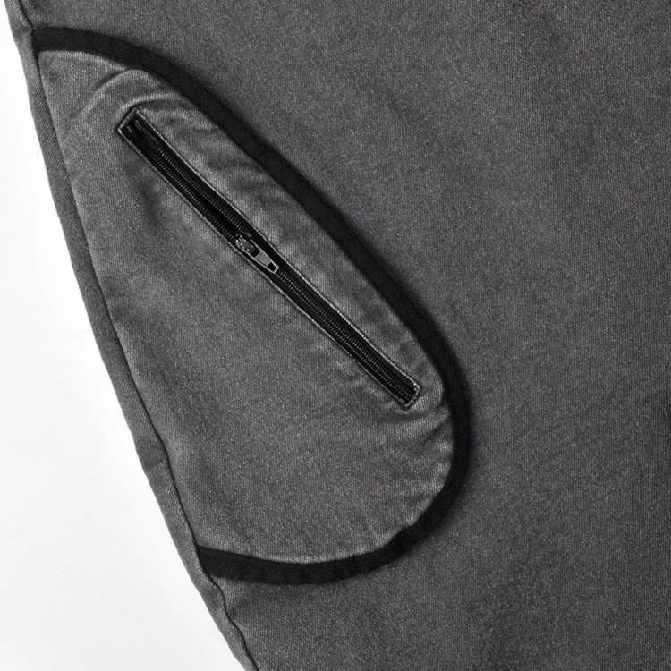 Grey Denim One Shoulder Long Sleeve Jumpsuit