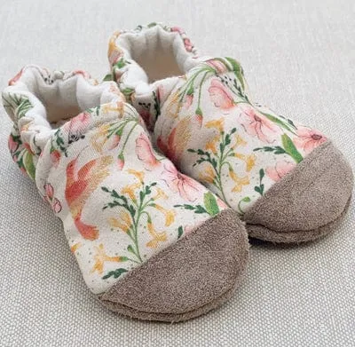 Hummingbird Floral Organic Baby Slippers