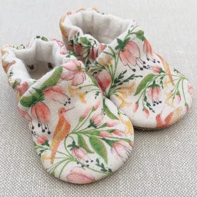 Hummingbird Floral Organic Baby Slippers