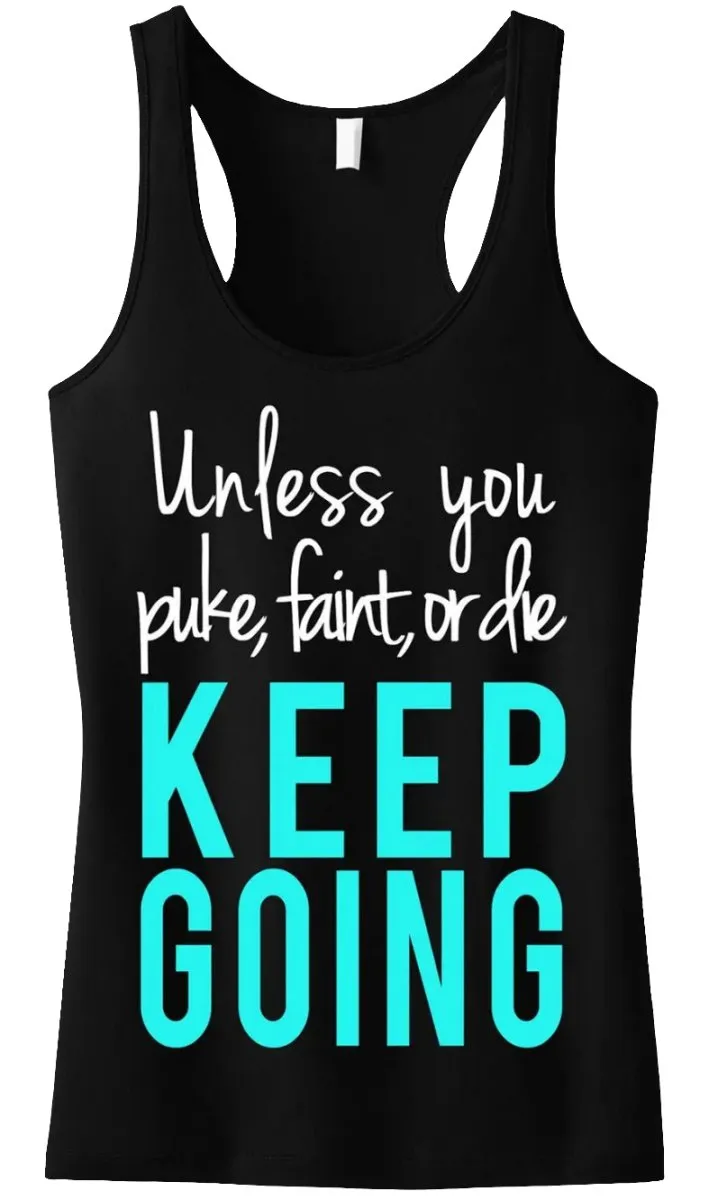 Keep Going Workout Tank Top - Stay Motivated with this Sheer Mini Rib Racerback