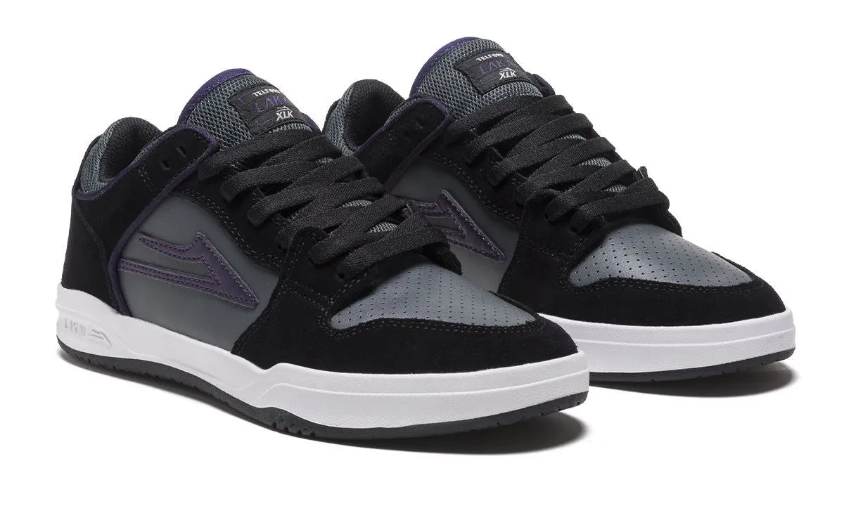 Lakai Telford Low Skate Shoes - Black/Grey/Purple