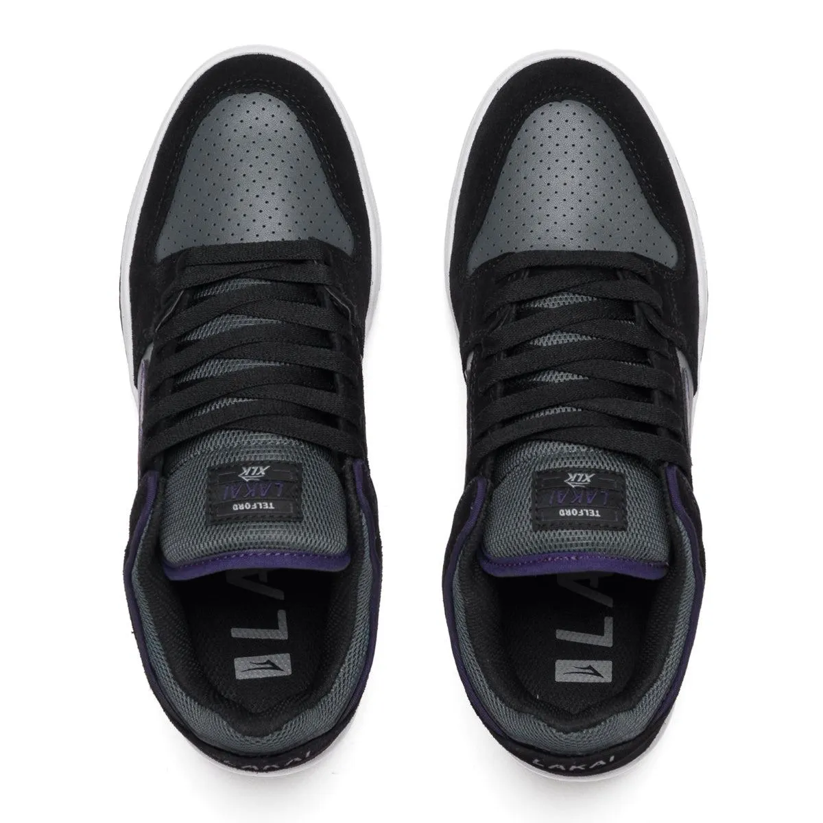 Lakai Telford Low Skate Shoes - Black/Grey/Purple