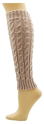 Leg Warmers for Women, 6 Pairs Knee High Cable Knit Warm Thermal Acrylic Winter Sleeve (Assorted E)
