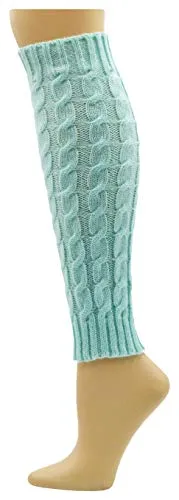 Leg Warmers for Women, 6 Pairs Knee High Cable Knit Warm Thermal Acrylic Winter Sleeve (Assorted E)