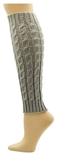 Leg Warmers for Women, 6 Pairs Knee High Cable Knit Warm Thermal Acrylic Winter Sleeve (Assorted E)