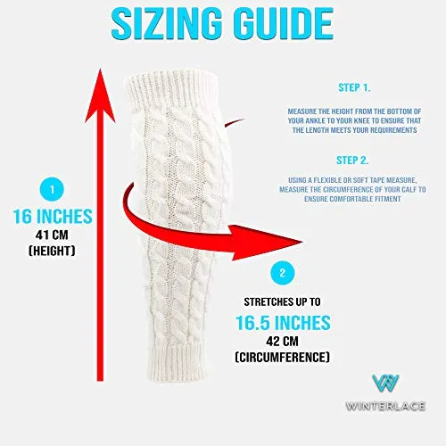 Leg Warmers for Women, 6 Pairs Knee High Cable Knit Warm Thermal Acrylic Winter Sleeve (Assorted E)