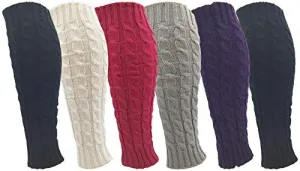 Leg Warmers for Women, 6 Pairs Knee High Cable Knit Warm Thermal Acrylic Winter Sleeve
