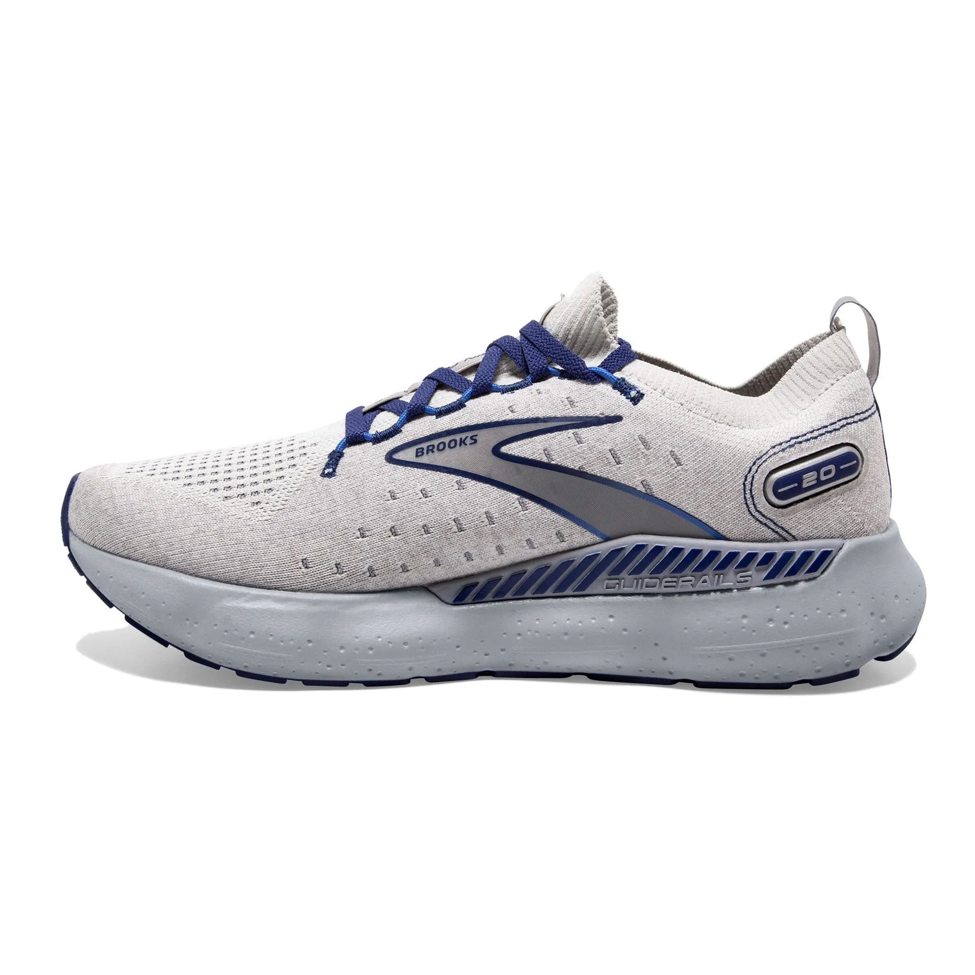 MENS BROOKS GLYCERIN STEALTHFIT GTS 20 - OYSTER/ALLOY/BLUE DEPTHS