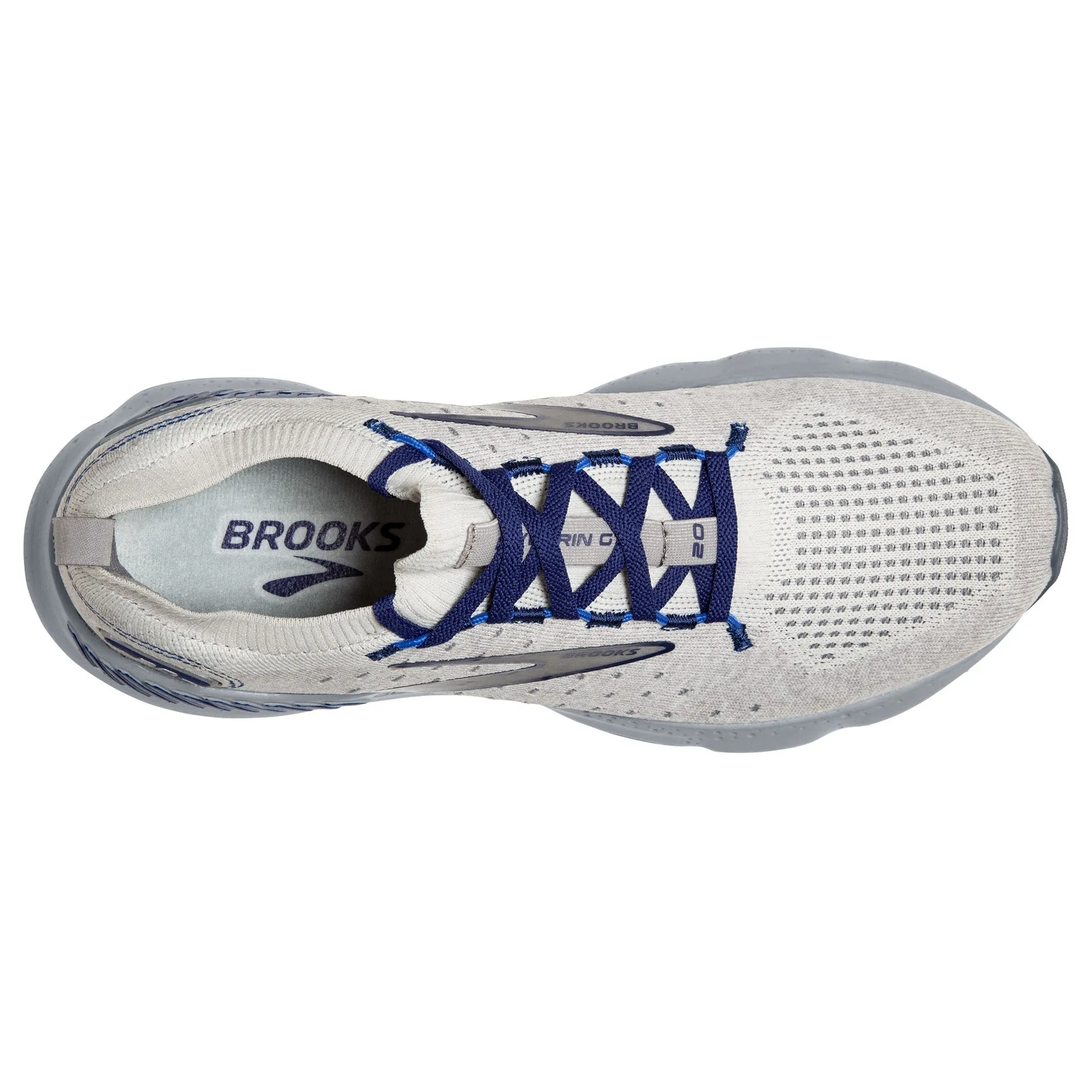 MENS BROOKS GLYCERIN STEALTHFIT GTS 20 - OYSTER/ALLOY/BLUE DEPTHS