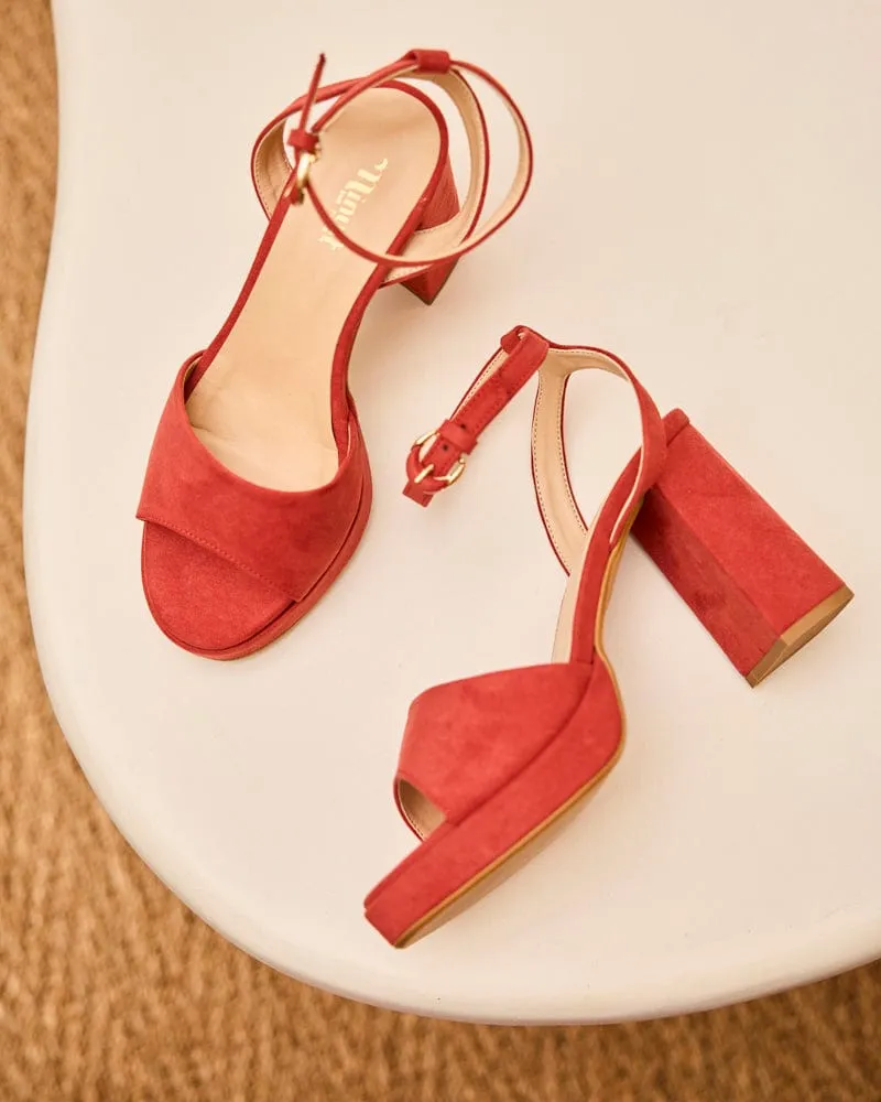Narcissus Vegan Suede Block Heels | Corail