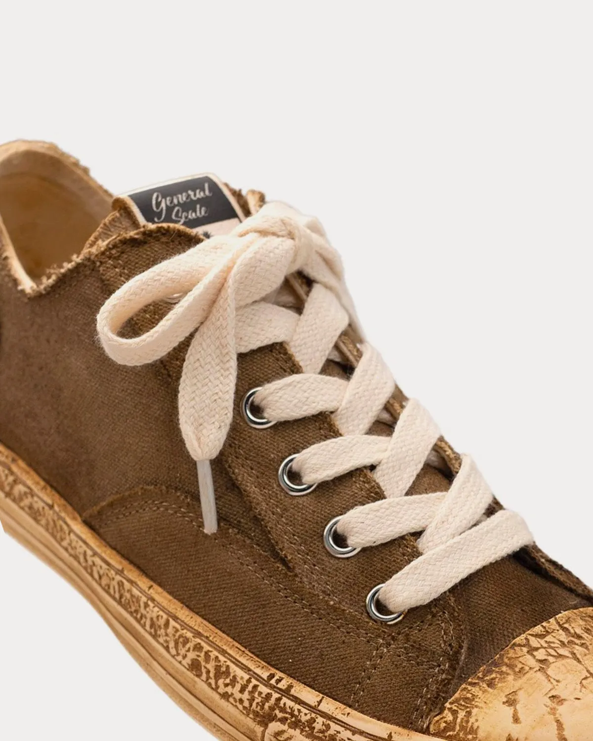 Past Sole Overdyed Canvas Brown Low Top Sneakers