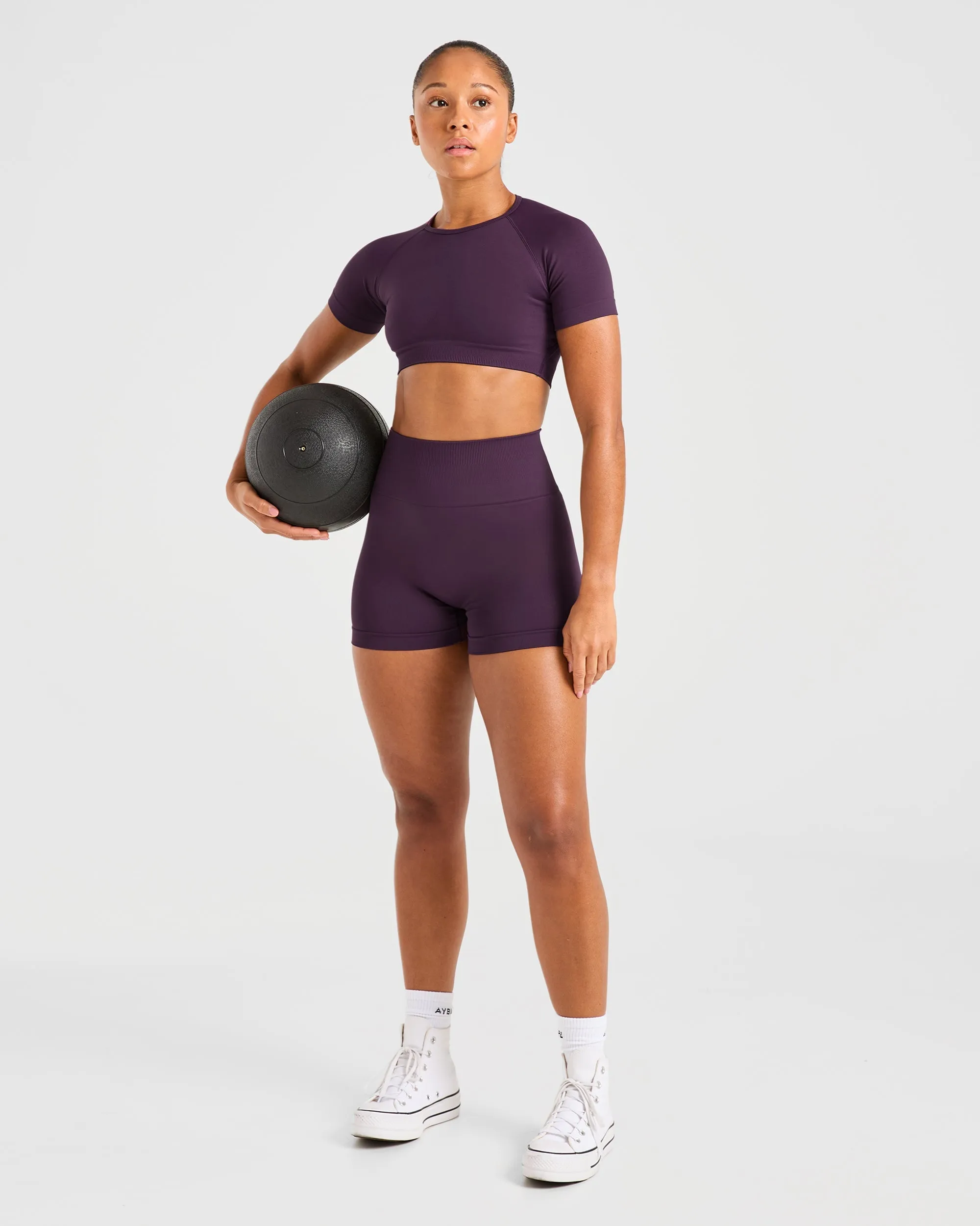 Power Seamless Crop Top - Grape Wine