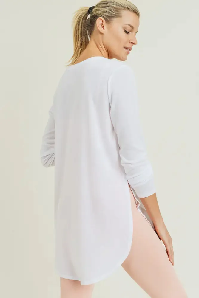 Rory Side Slit Long Sleeve - White
