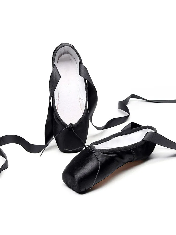 Satin Ballet Shoes Exercise Performance Shoes Hard Sole Pointe Shoes