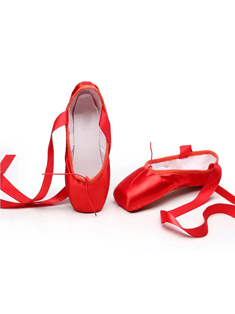 Satin Ballet Shoes Exercise Performance Shoes Hard Sole Pointe Shoes