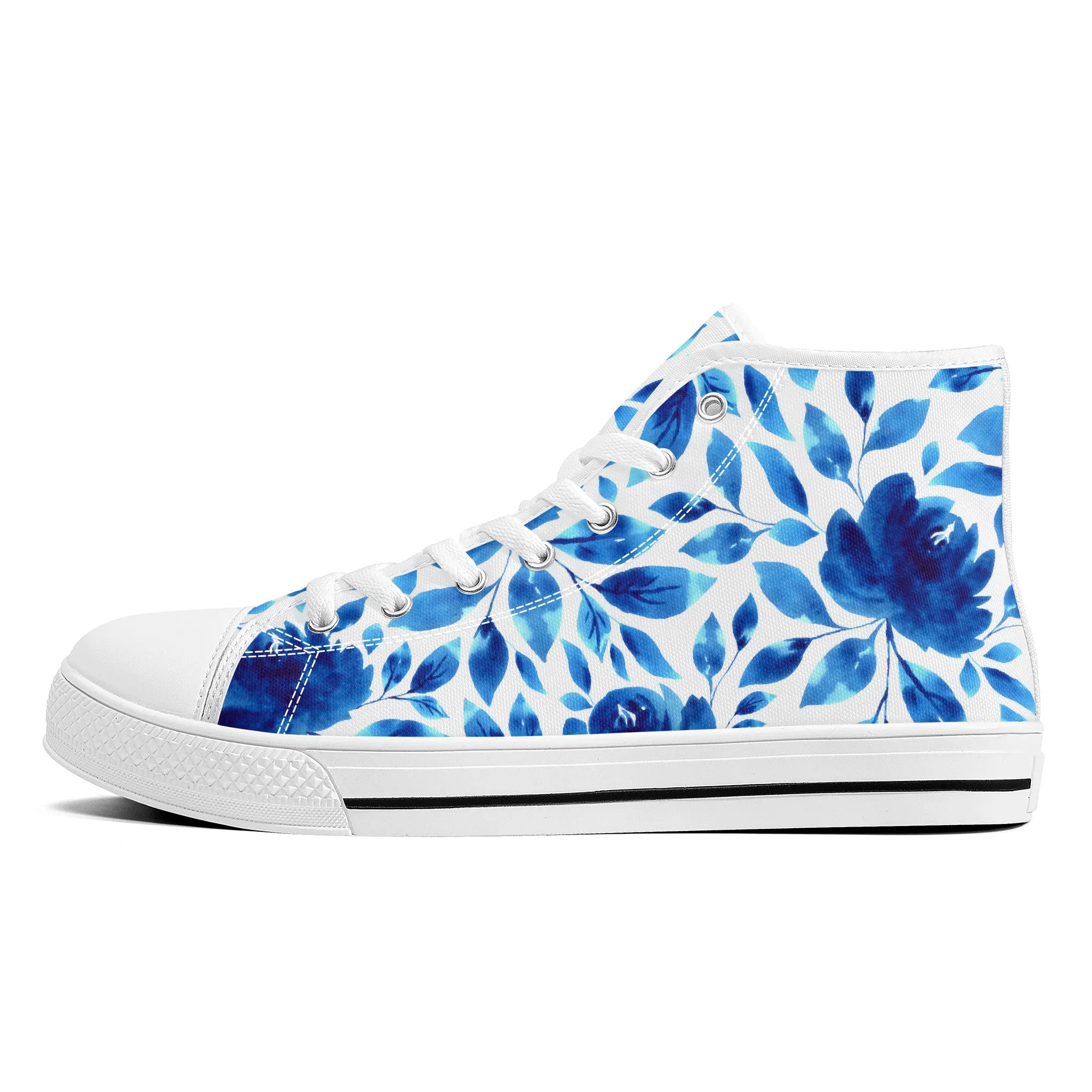 Springtime Blues Floral Converse Style High Tops