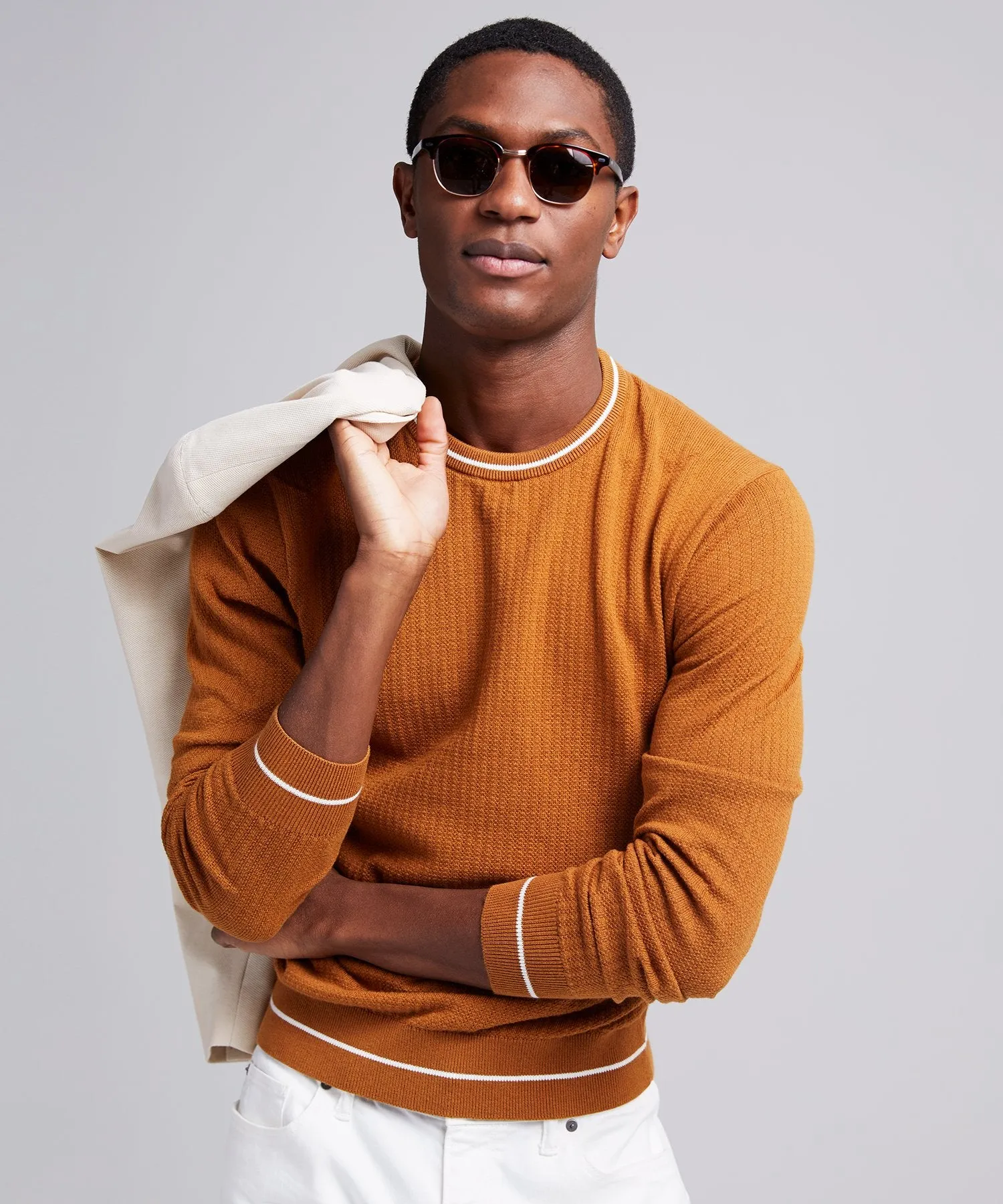 Textured Tipped Sweater in Chestnut