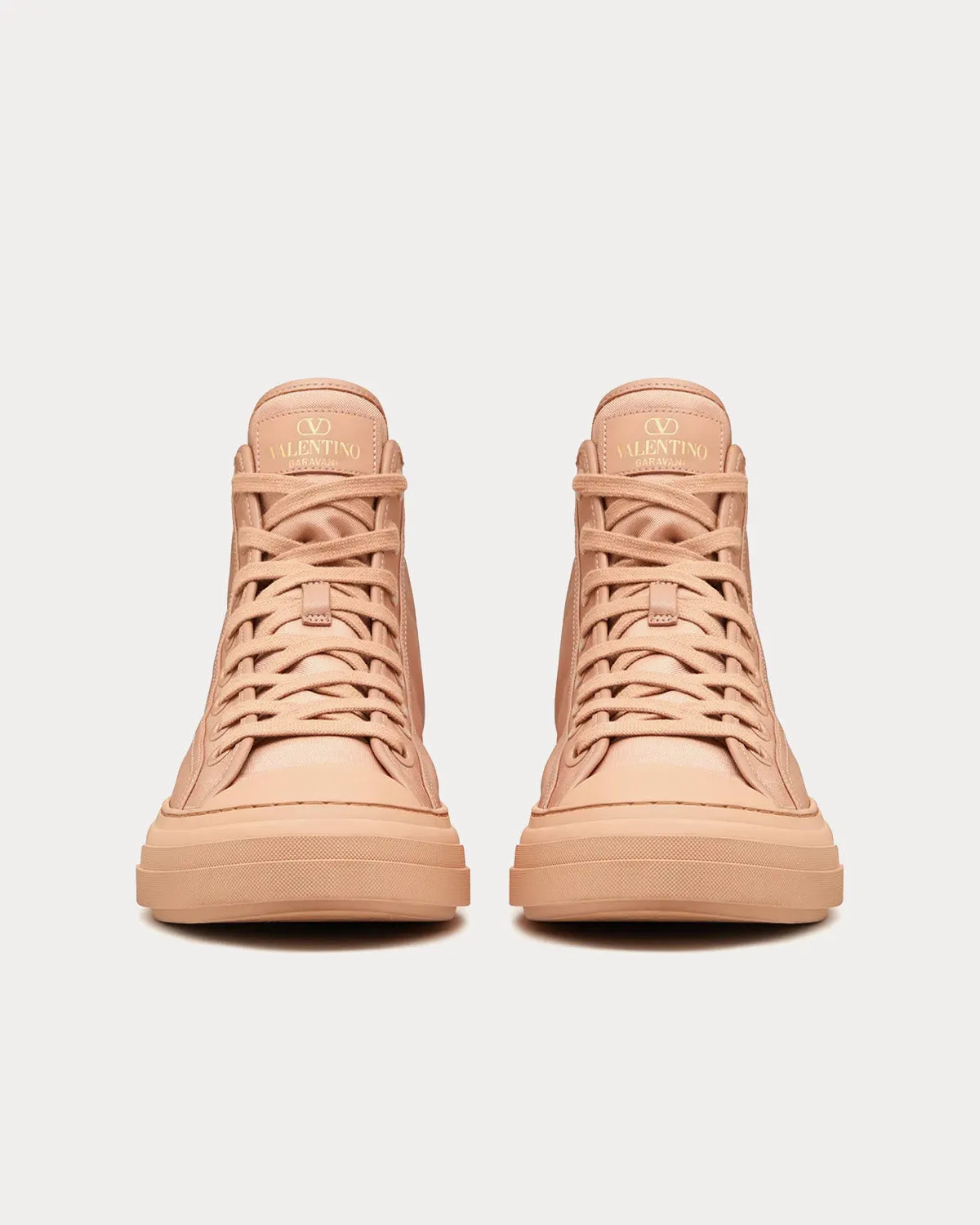 Totaloop Nylon / Leather Beige High Top Sneakers