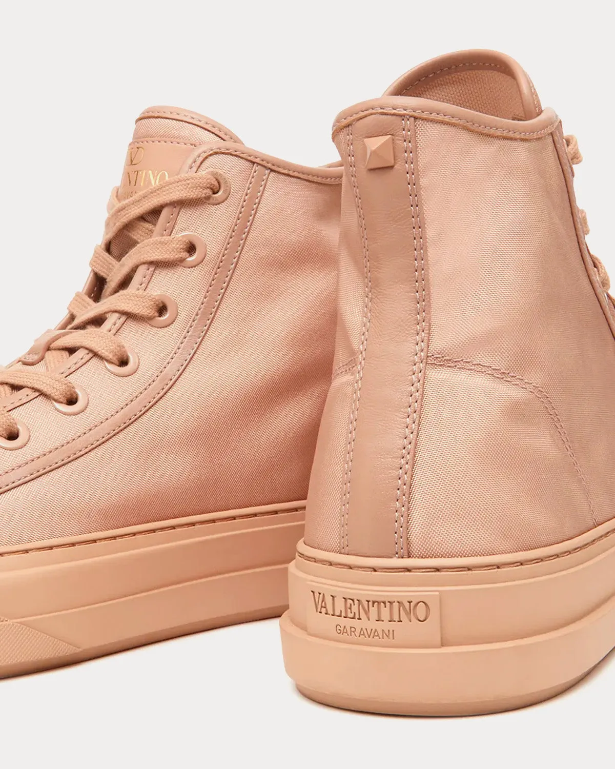 Totaloop Nylon / Leather Beige High Top Sneakers