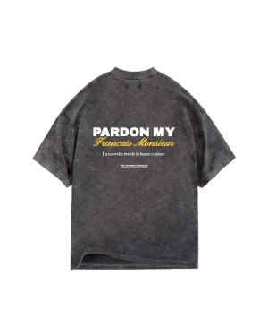 TSS Pardon My Français Monsieur Heavy Tee Tuscan Yellow on Acid Washed Black