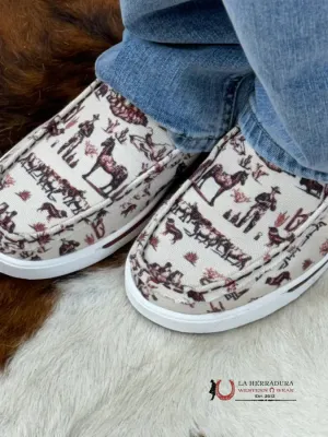 TWISTED X WOMEN SLIP ON KICKS MAROON & IVORY