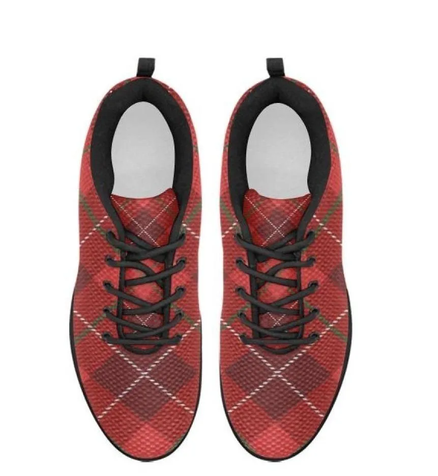 Uniquely You Womens Sneakers,  Red Plaid  Running Shoes by inQue.Style