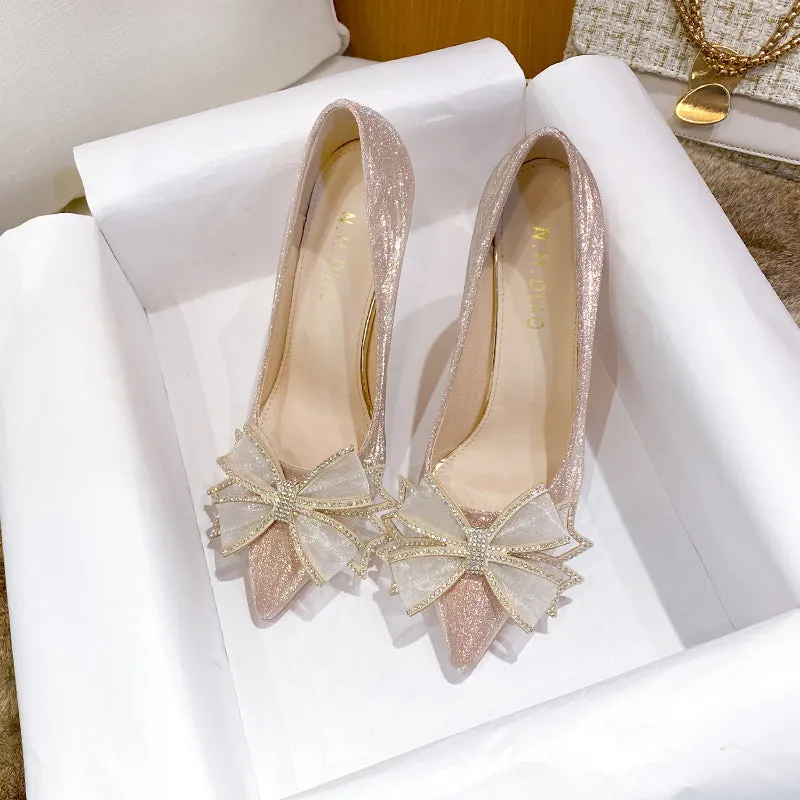 Versatile Fairy-inspired Silver Stiletto Heels Shoes Heel Height 6.5CM