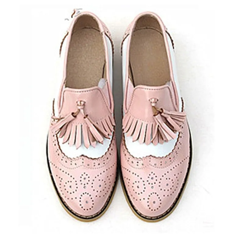 Vintage Chic Tassel Slip-on Vegan Leather Oxford Flat Shoes